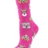 Memoi MCV04095-54005-9-11 Professor Dogs Bamboo Blend Crew Socks For Womens, Fuchsia - Size 9-11 -Fashion Socks Store NFCL30710