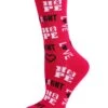 Memoi MCV05738-54005-9-11 Hope Love Fight Breast Cancer Awareness Socks For Womens, Fuchsia - Size 9-11 -Fashion Socks Store NFCL31322