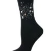 Memoi MF7-690-00001-OS Treasure Bejeweled Crew Sock For Womens, Black - One Size