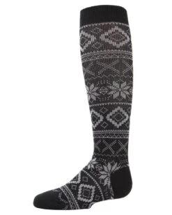 Memoi MKF-7502-00001-8-9 Winter Mix Knee-High Boot Socks For Girls, Black - Size 8-9