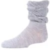 Memoi MKF-6000-03003-7-8 Triple Ruffle Girls Crew Socks, Medium Gray Heather - Size 7-8