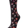 Memoi MCV05739-00001-9-11 Mushroom Field Bamboo Blend Crew Sock For Womens, Black - Size 9-11