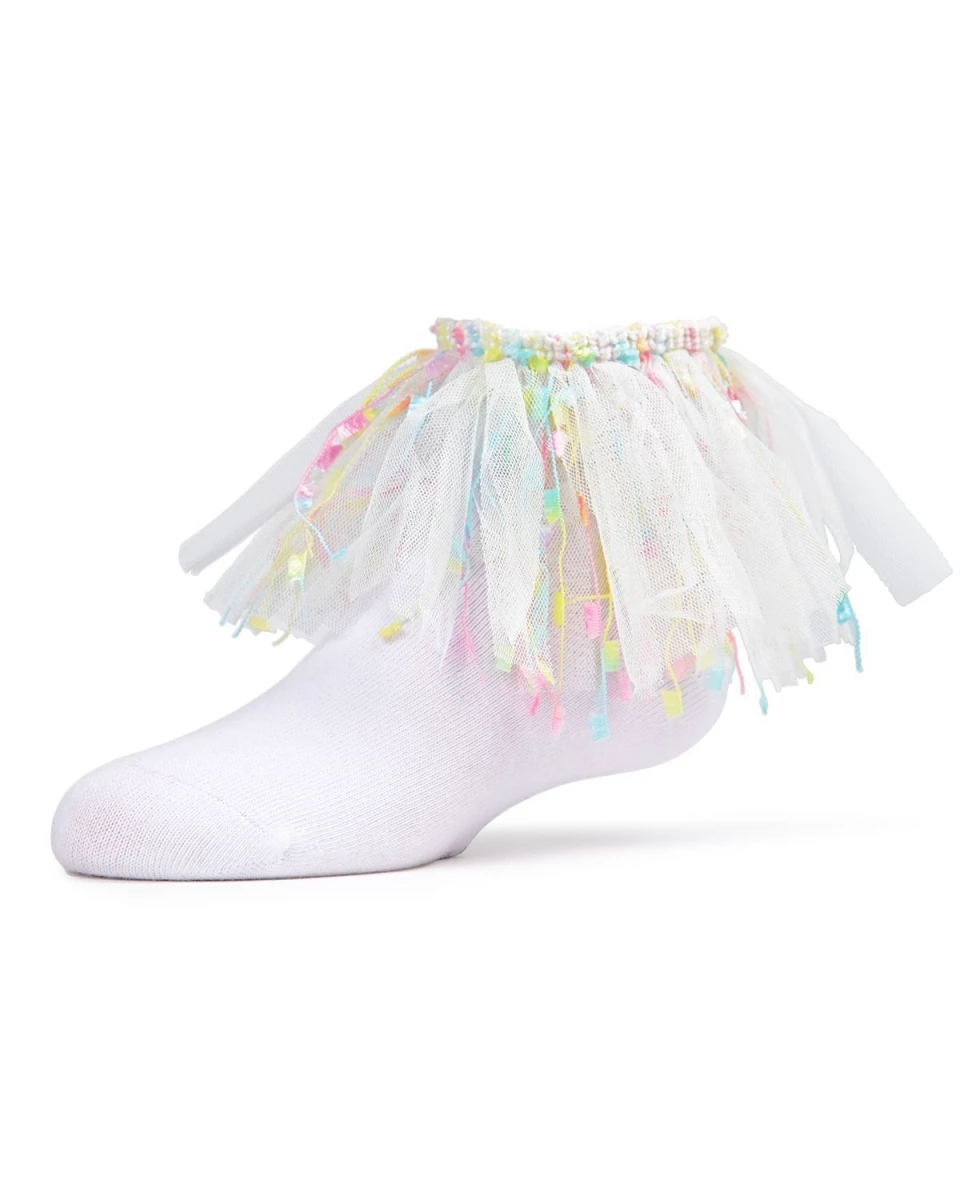 Memoi MKF-6018-10103-0 Girls Confetti Anklet Sock, White - Size 0 3 Memoi MKF-6018-10103-0 Girls Confetti Anklet Sock, White - Size 0