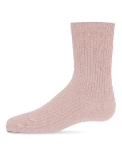 Memoi MK-5204-68400-6 Basic Kids Crew Socks, Blush - Size 6