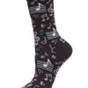 Memoi MCV06812-00001-9-11 Musical Notes Bamboo Blend Crew Socks For Women, Black - Size 9-11 -Fashion Socks Store NFCL40810