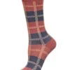 Memoi MCF07516-99908-9-11 Womens Retro Plaid Cotton Blend Crew Socks, Mauve - Size 9-11 -Fashion Socks Store NFCL40821