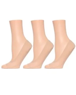 Memoi MP040-27006-OS Womens Open Toe Fine Edge Liner Socks , Nude - One Size - Pack Of 3