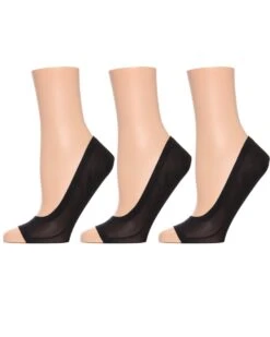 Memoi MP040-00001-OS Womens Open Toe Fine Edge Liner Socks , Black - One Size - Pack Of 3