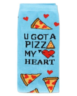 MeMoi MKV06512-48500-OS U Gotta Pizza My Heart Greeting Card Socks, Blue Grotto - One Size Fits Most