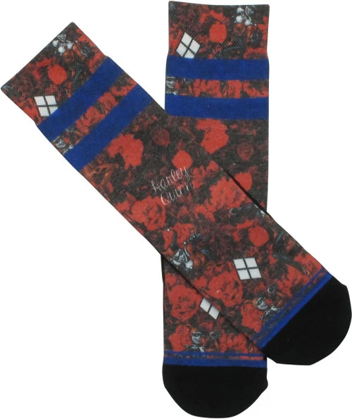Harley Quinn Roses Sublimated Crew Socks 3 Harley Quinn Roses Sublimated Crew Socks