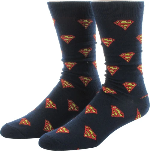 Superman Logos Argyle 2 Pair Crew Socks Set 4 Superman Logos Argyle 2 Pair Crew Socks Set - Image 2