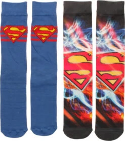 Superman Dye And Knit Logo 2 Pack Crew Socks Set